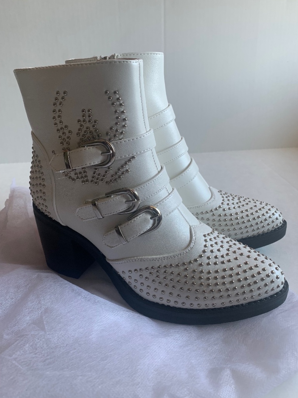Studded ankle pointy booties